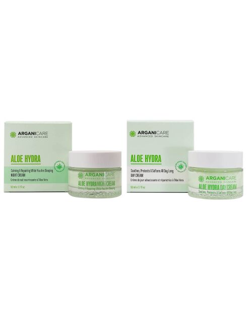 Hydraterende en antiverouderende dag- en nachtcrèmes met Aloë Vera 2x50 ml