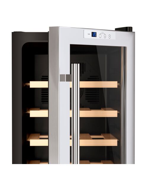 Freistehender silberner Weinschrank für 18 Flaschen, 34,5 x 47,5 x 66,7 cm