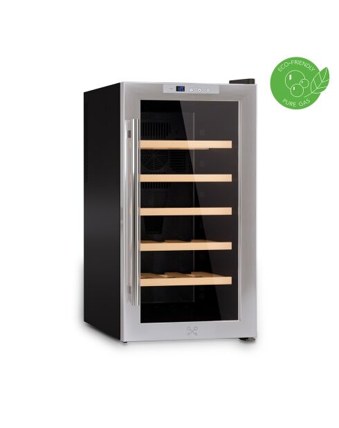 Freistehender silberner Weinschrank für 18 Flaschen, 34,5 x 47,5 x 66,7 cm