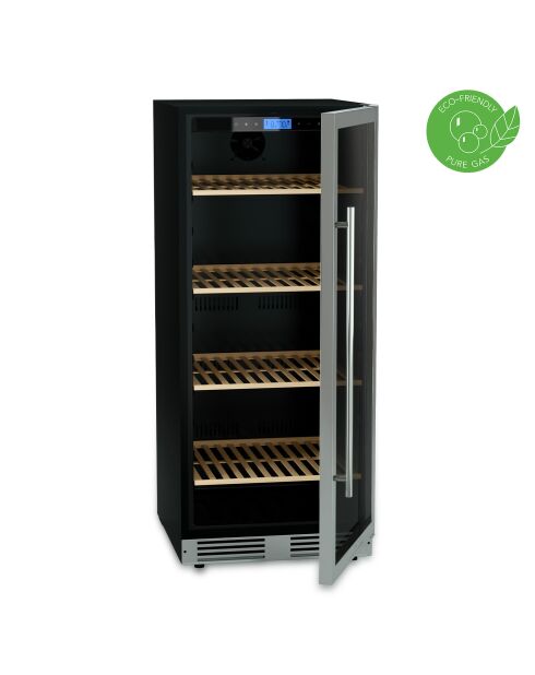 Schwarzer eingebauter Weinkeller für 160 Flaschen — 59,5 x 69 x 139 cm
