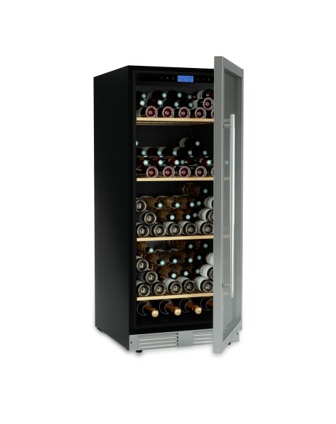 Schwarzer eingebauter Weinkeller für 160 Flaschen — 59,5 x 69 x 139 cm