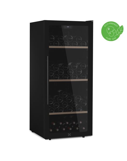Freistehender schwarzer Weinkeller für 122 Flaschen - 55x55,5x127 cm