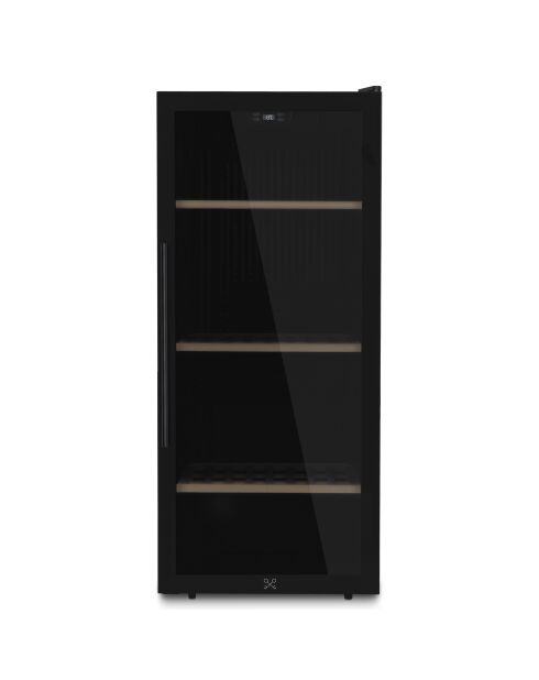 Freistehender schwarzer Weinkeller für 122 Flaschen - 55x55,5x127 cm