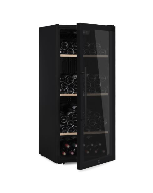 Freistehender schwarzer Weinkeller für 122 Flaschen - 55x55,5x127 cm