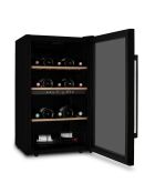 Schwarzer freistehender Zweizonen-Weinschrank für 32 Flaschen — 38 x 57,5 x 83 cm