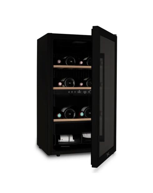 Schwarzer freistehender Zweizonen-Weinschrank für 32 Flaschen — 38 x 57,5 x 83 cm