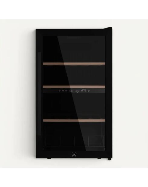 Schwarzer freistehender Zweizonen-Weinschrank für 32 Flaschen — 38 x 57,5 x 83 cm