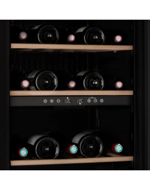 Schwarzer freistehender Zweizonen-Weinschrank für 32 Flaschen — 38 x 57,5 x 83 cm