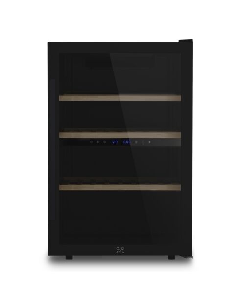 Freistehender schwarzer Weinschrank mit zwei Zonen für 62 Flaschen — 55x56x84 cm