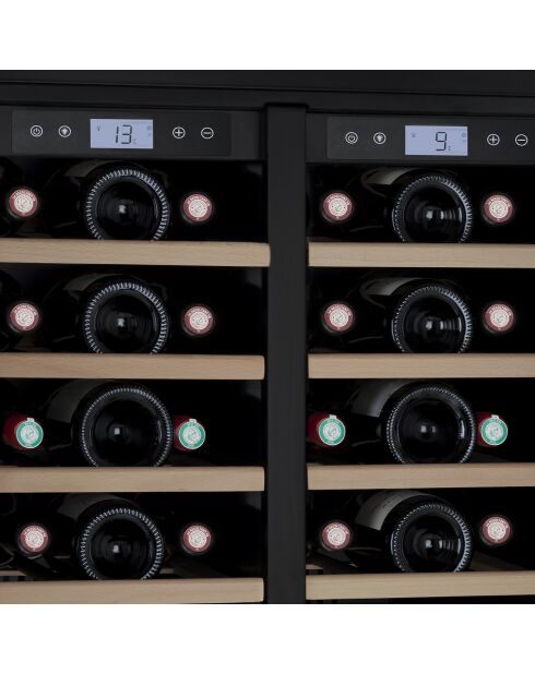 Cave à vin dual zone 42 bouteilles encastrable noires - 59.5x57.5x83 cm