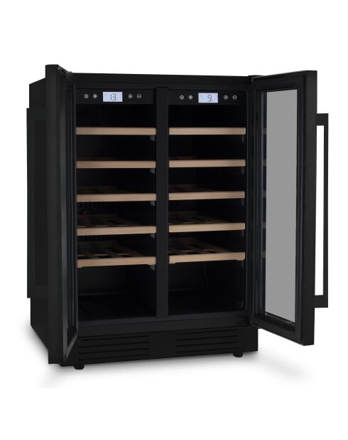 Cave à vin dual zone 42 bouteilles encastrable noires - 59.5x57.5x83 cm