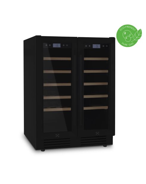 Cave à vin dual zone 42 bouteilles encastrable noires - 59.5x57.5x83 cm