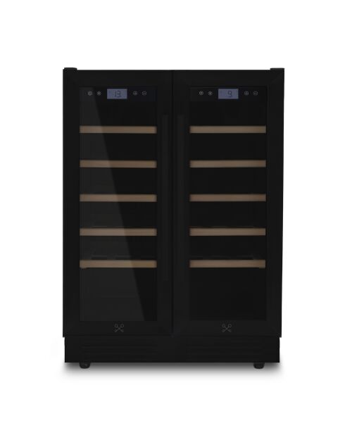 Cave à vin dual zone 42 bouteilles encastrable noires - 59.5x57.5x83 cm