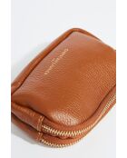 Porte-monnaie en cuir Tamar camel - 15x9,5x4 cm