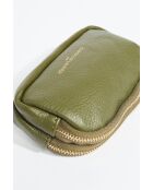 Porte-monnaie en cuir Tamar vert olive - 15x9,5x4 cm
