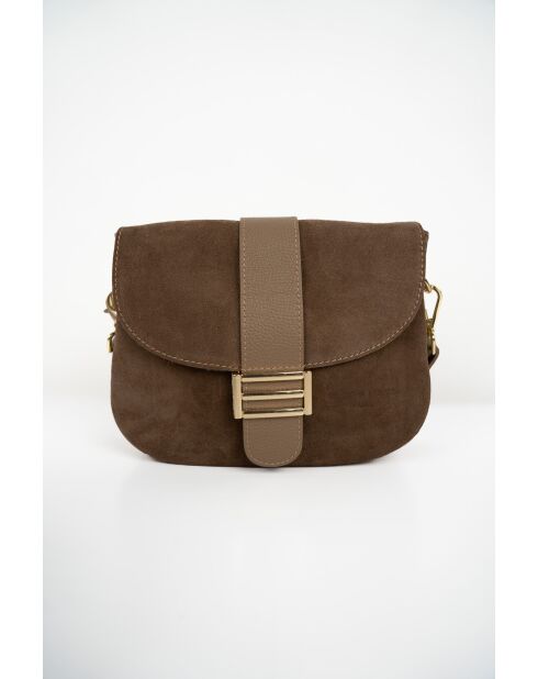 Sac à bandoulière en cuir Noche beige - 25x21x7 cm