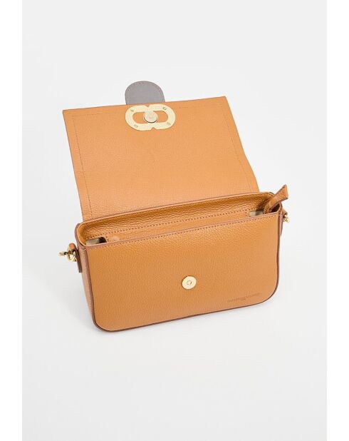 Sac à bandoulière en cuir Aria camel - 25x16x7 cm
