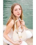 Cremefarbene Schultertasche aus Inaya-Leder - 27x23x7 cm