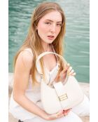Cremefarbene Schultertasche aus Inaya-Leder - 27x23x7 cm