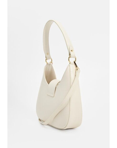 Cremefarbene Schultertasche aus Inaya-Leder - 27x23x7 cm
