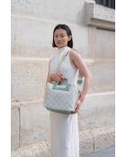 Sac à main en cuir Capri vert / blanc cassé - 42x24x14,5 cm