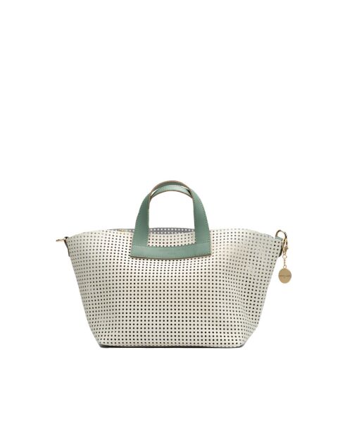 Sac à main en cuir Capri vert / blanc cassé - 42x24x14,5 cm