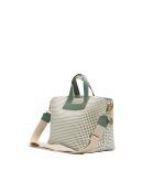 Sac à main en cuir Capri vert / blanc cassé - 42x24x14,5 cm