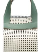 Sac à main en cuir Capri vert / blanc cassé - 42x24x14,5 cm
