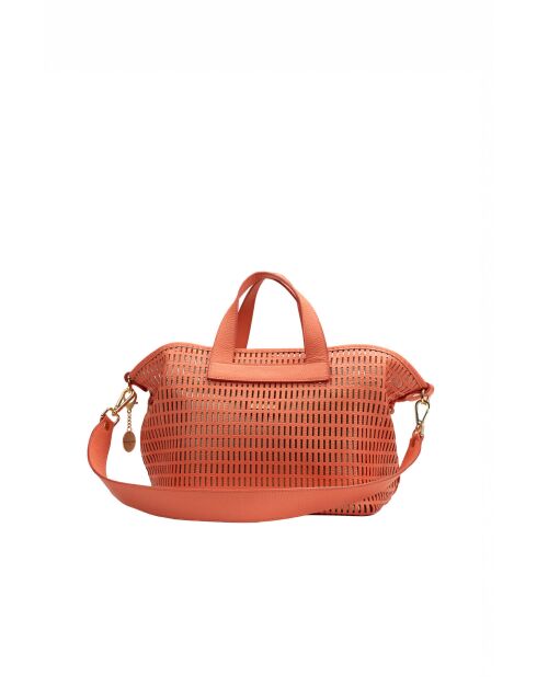 Sac à main en cuir Soleil orange - 42x25 14,5 cm