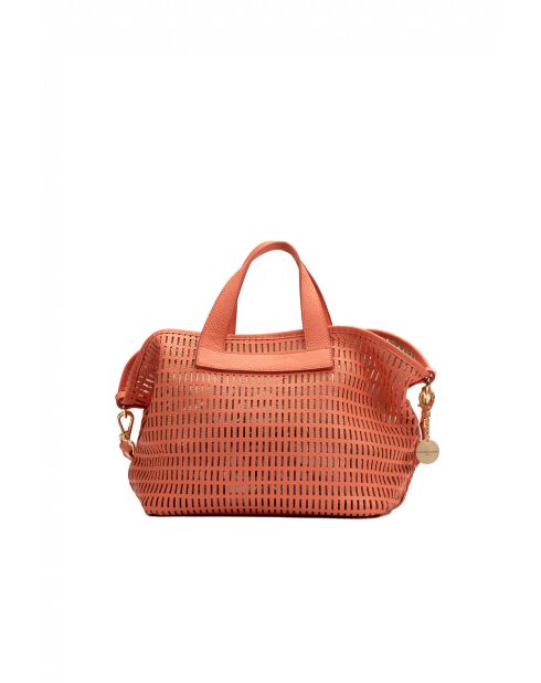 Sac à main en cuir Soleil orange - 42x25 14,5 cm