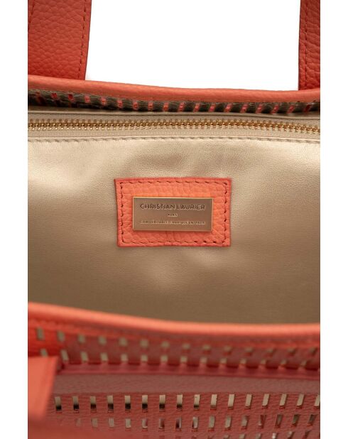 Sac à main en cuir Soleil orange - 42x25 14,5 cm
