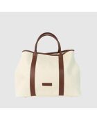 Diana Braune Tragetasche aus Canvas-Leder - 45x38,5 x16 cm