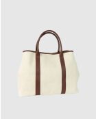 Diana Braune Tragetasche aus Canvas-Leder - 45x38,5 x16 cm