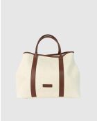 Diana Braune Tragetasche aus Canvas-Leder - 45x38,5 x16 cm