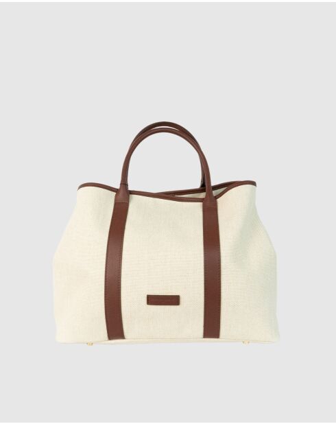 Diana Braune Tragetasche aus Canvas-Leder - 45x38,5 x16 cm