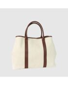 Diana Braune Tragetasche aus Canvas-Leder - 45x38,5 x16 cm