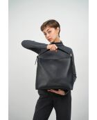 Orient Schultertasche aus schwarzem Leder - 38,5 x 34 x 13 cm