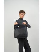 Orient Schultertasche aus schwarzem Leder - 38,5 x 34 x 13 cm
