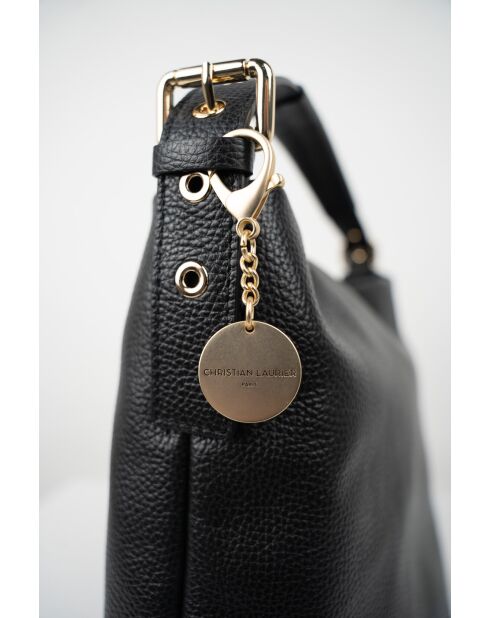 Orient Schultertasche aus schwarzem Leder - 38,5 x 34 x 13 cm