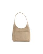 Cremefarbene Schultertasche Calma aus Leder - 26x31x5 cm