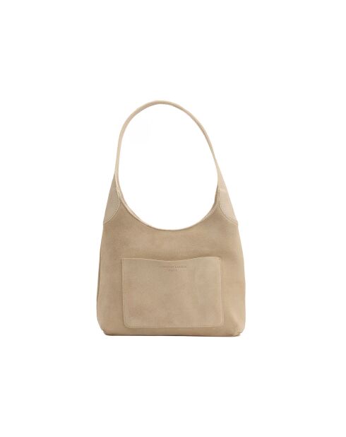 Cremefarbene Schultertasche Calma aus Leder - 26x31x5 cm