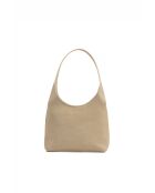 Cremefarbene Schultertasche Calma aus Leder - 26x31x5 cm