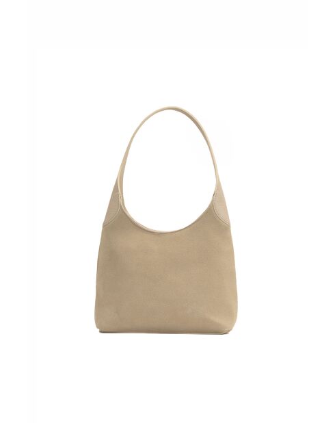 Cremefarbene Schultertasche Calma aus Leder - 26x31x5 cm
