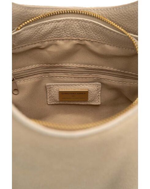 Cremefarbene Schultertasche Calma aus Leder - 26x31x5 cm