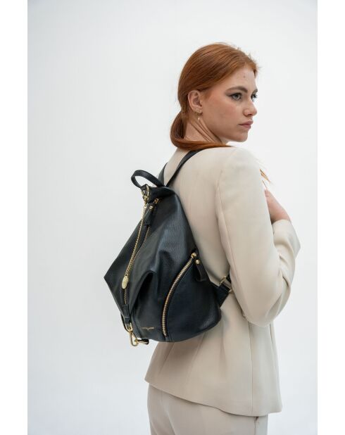 Zaino Racha in pelle nera - 40x30x16 cm