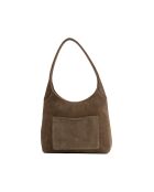 Calma Schultertasche aus taupefarbenem Leder - 26x31x5 cm