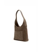 Calma Schultertasche aus taupefarbenem Leder - 26x31x5 cm