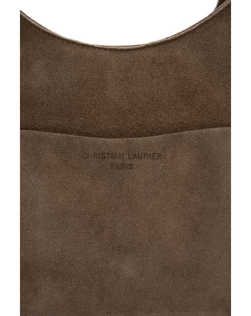 Calma Schultertasche aus taupefarbenem Leder - 26x31x5 cm