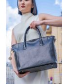 Sac à main en cuir Aurora noir - 39x27x13 cm