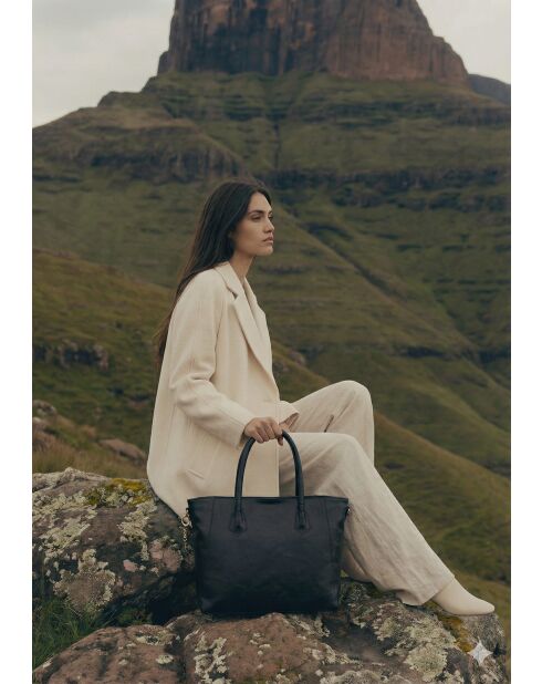 Sac à main en cuir Aurora noir - 39x27x13 cm